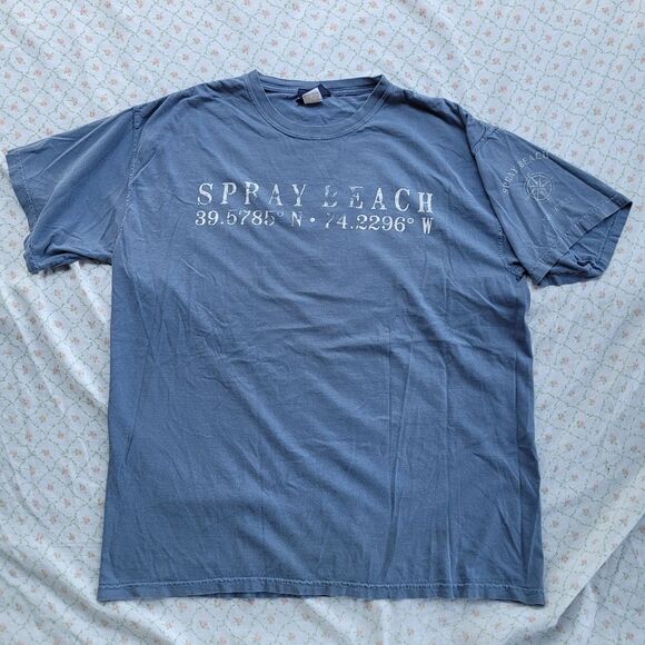 Breezin' Up Size XL Blue Spray Beach Men's T-Shirt - Picture 1 of 7